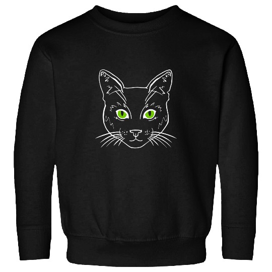 black cats Paws green eyes cat face Sweatshirts