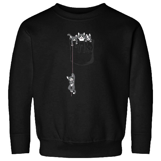 black cats Paws Cute Kittens Playing in the Pocket Cat Sweatshirts