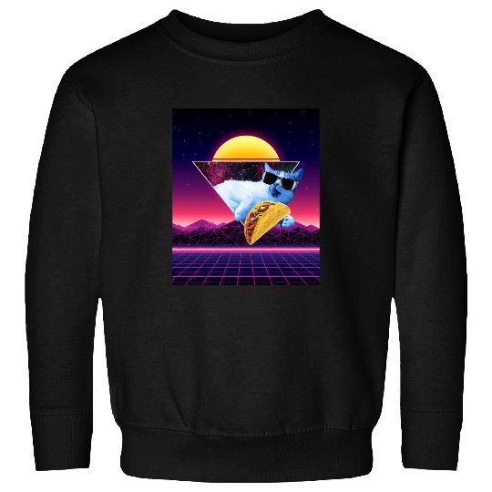 Cat Paws Aesthetic Synthwave cat taco Sweatshirts
