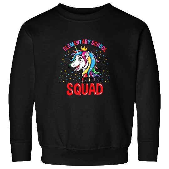 Unicorns Elementary School Squad Unicorns Girls Back To School Sweatshirts
