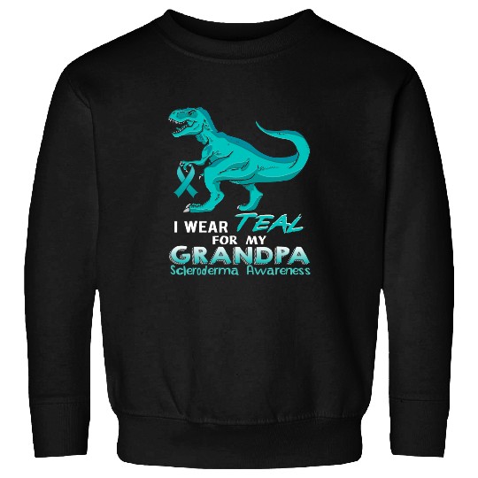 Dinosaur Dino I wear Teal for My Grandpa Scleroderma Awareness Dinosaur Sweatshirts