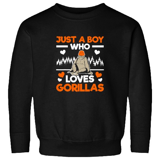 Monkey Lover Just A Boy Who Loves Gorillas Ape Monkey Lover Sweatshirts