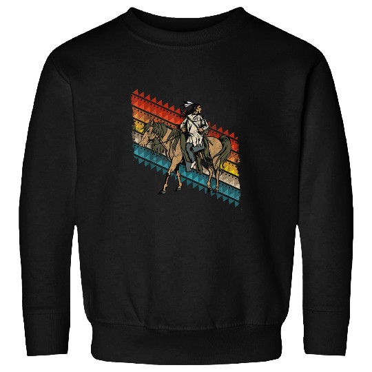 Funny Horse Native American Indian Warrior on Horse Sweatshirts