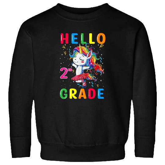 Unicorns Hello Second Grade Back To School Cute Sweatshirts