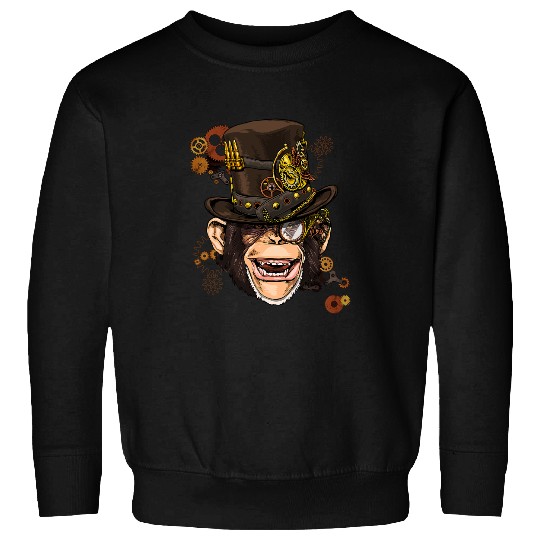 Monkey Lover Steampunk Gothic Monkey Face Primate Mechanical Animal Lover Sweatshirts