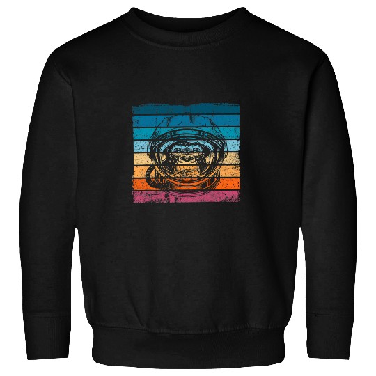 Monkey Lover with Astronauts Helmet Retro Vintage Sweatshirts