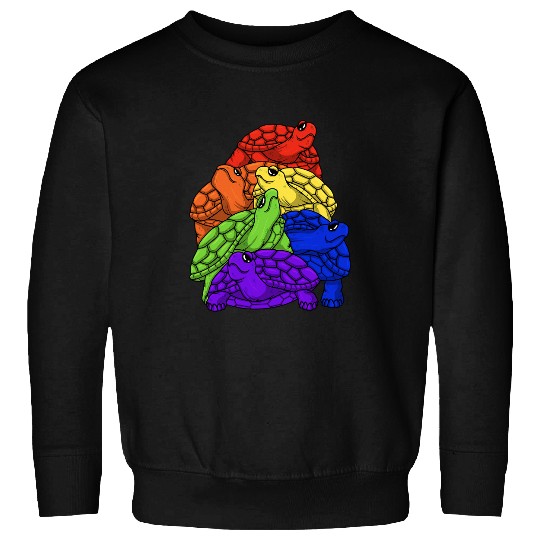 KV9 Turtle LGBT Gay Pride Rainbow Flag Turtle Stack LGBT Sweatshirts