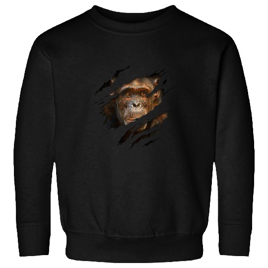 Monkey Lover Torn Cloth Monkey Face Torn Cloth Cute Monkey Face Torn Sweatshirts