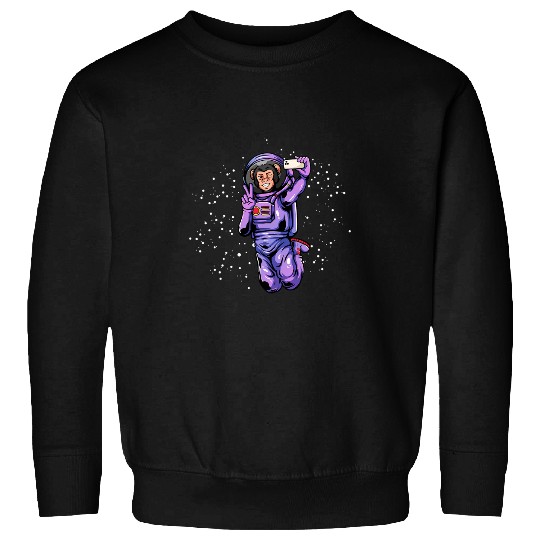 Monkey Lover Funny Astronaut Monkey Chimpanzee Selfie Space Humor Meme Sweatshirts