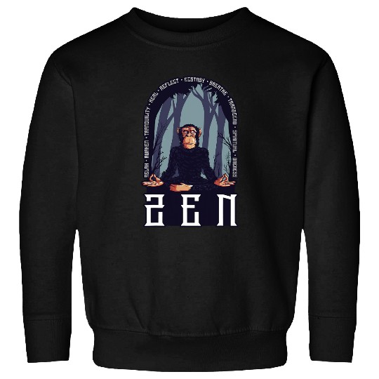 Monkey Lover Zen Ape Meditating Monkey Relax Awaken Heal Reflect Hippie Sweatshirts