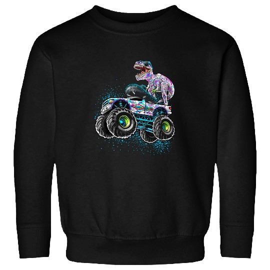 Dinosaur Dino Dino Skull Day of the Deads Monster Truck Dinosaur Sugar Skull Boys Sweatshirts