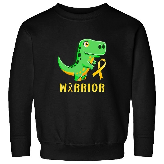 Dinosaur Dino Warrior Trex Dinosaur Childhood Cancer Awareness ribbon Sweatshirts