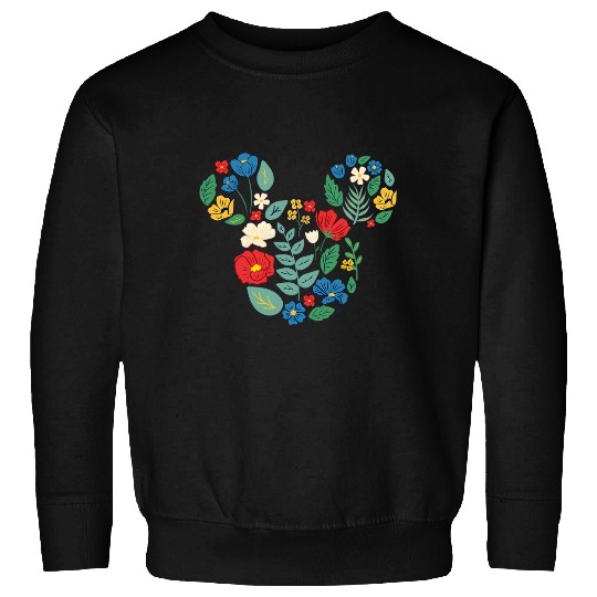 Disney Mickey Mouse Head Shape Icon Flowers Garden Spring Sweatshirts