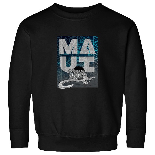 Disney Moana Maui Tattoo Style Letter Stack Port Sweatshirts