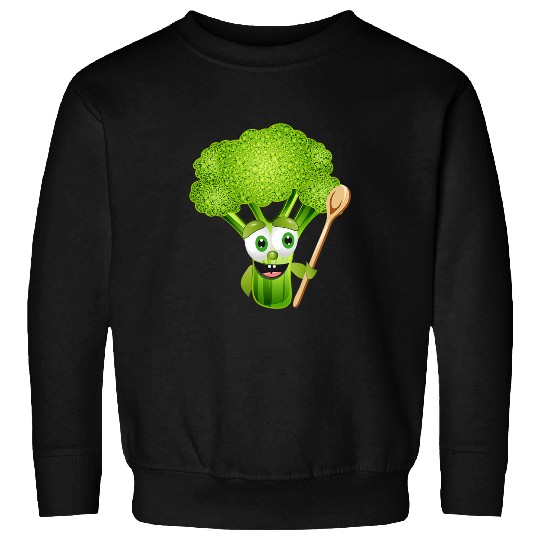 Funny comic broccoli roses with cooking spoon Sweatshirts
