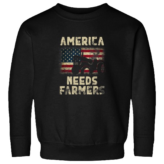 Tractor driving America Needs Farmers Tractor American Flag Sweatshirts