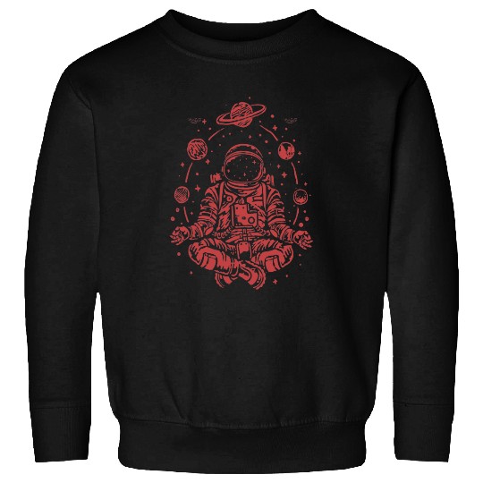 Astronauts Meditating Astronaut Planets Colorful Lotus Women Meditation 4 Sweatshirts