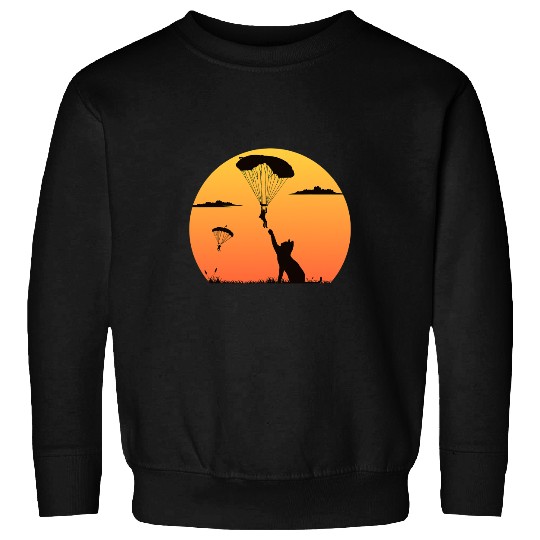 black cats Paws Skydiver With Cat Cool Funny Skydiving Sweatshirts
