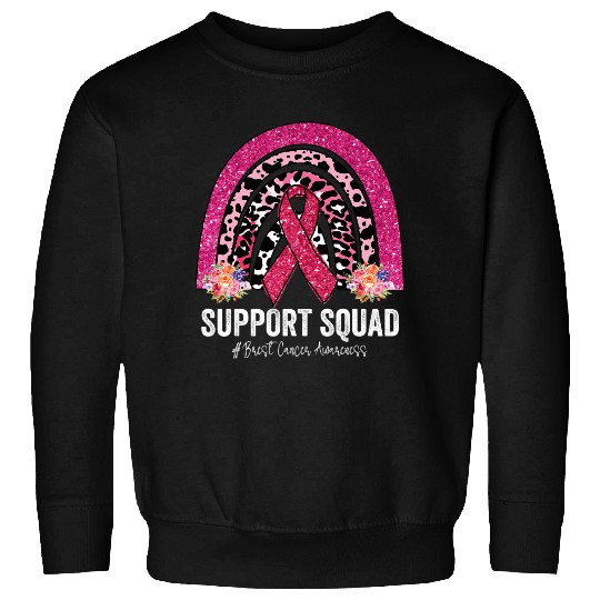 BC Support Squad Pink Rainbow Breast Cancer Awareness Cancer Sweatshirts