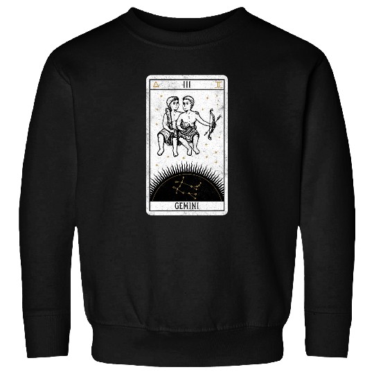 Gemini Distressed Goth Tarot Zodiac Sign Sweatshirts