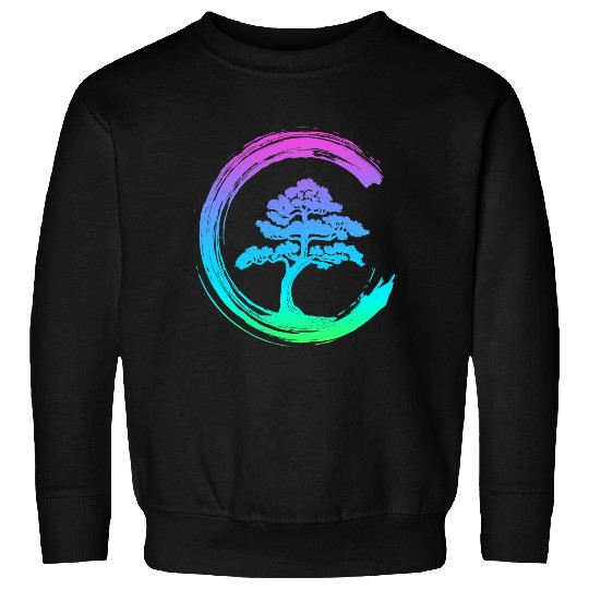 Bonsai Tree Enso Circle Calligraphy Art for Meditation Sweatshirts