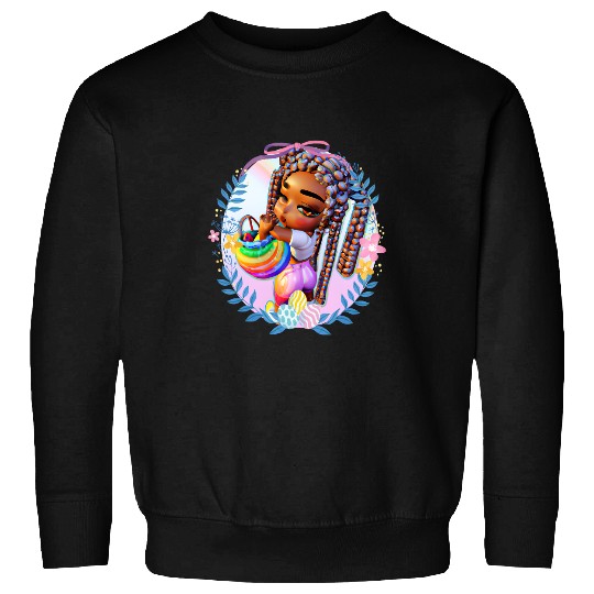 Black Girl Easter Magic Brown Skin Girls Spring Easter Eggs 5 Sweatshirts