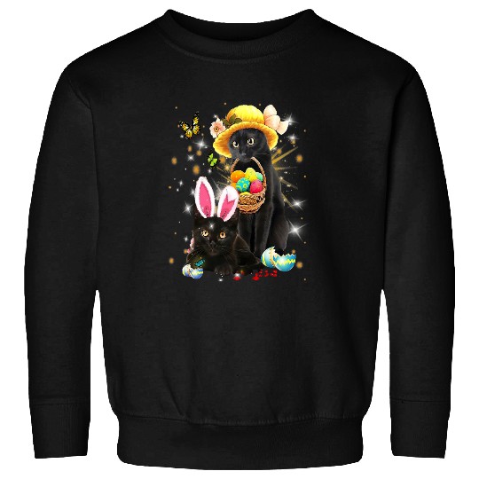black cats Paws With Easter Egg Basket Kitten Lovers57 Sweatshirts