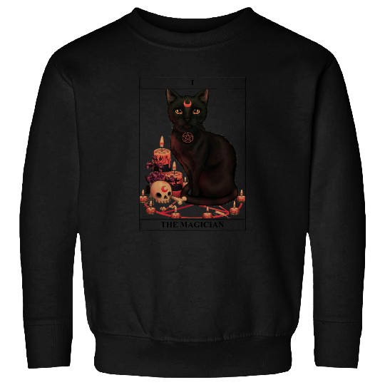 black cats Paws Retro Halloween Gothic Cat The Magician Tarot Witchcraft 47 Sweatshirts