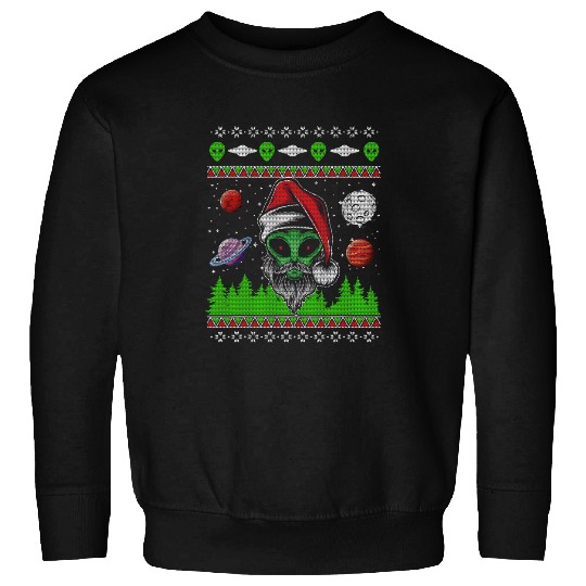 Knitting Yarn Alien UFO ET Paranormal Ugly Christmas Sweater Pattern Sweatshirts