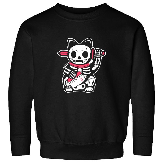 black cats Paws Skeletons Skulls Funny Lucky Friday Skeletons Lucky Cat Horror Movie Lover455 Sweatshirts