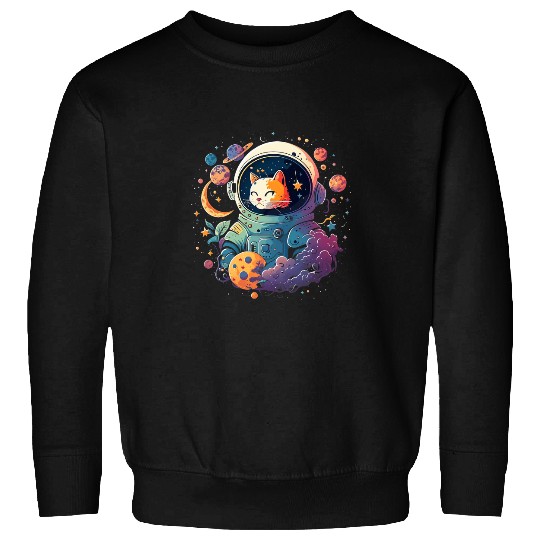 Cat Paws Astronaut Outer Space Kitty on Galaxy Cat Lover 3 Sweatshirts