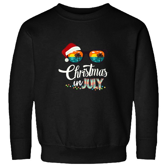 Christmas in July Santa Hat Sunglasses Hawaii Summer Sweatshirts