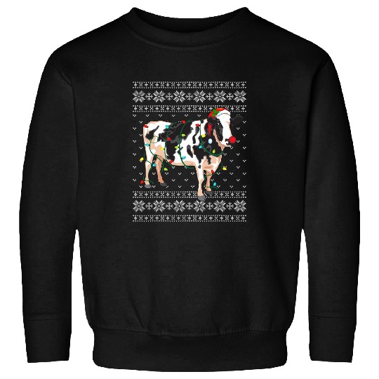 Cattle Cow Santa Hat Christmas Light Ugly Christmas Sweater 492 Sweatshirts