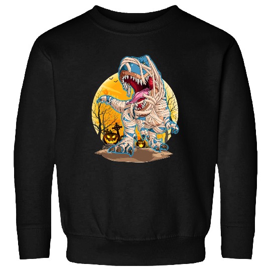 Dinosaur Dino Mummy Dinosaur T Rex Pumpkin Full Moon Halloween Costume Sweatshirts