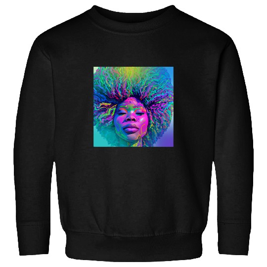 Black Girl Easter Magic Brown Skin Girls Blue Easter Eggs Sweatshirts