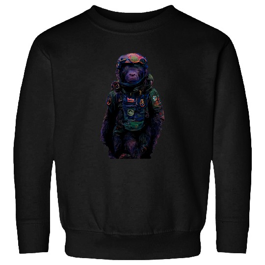 Full Body View Of Chimpanzee Astronaut Science Fiction Sweatshirts