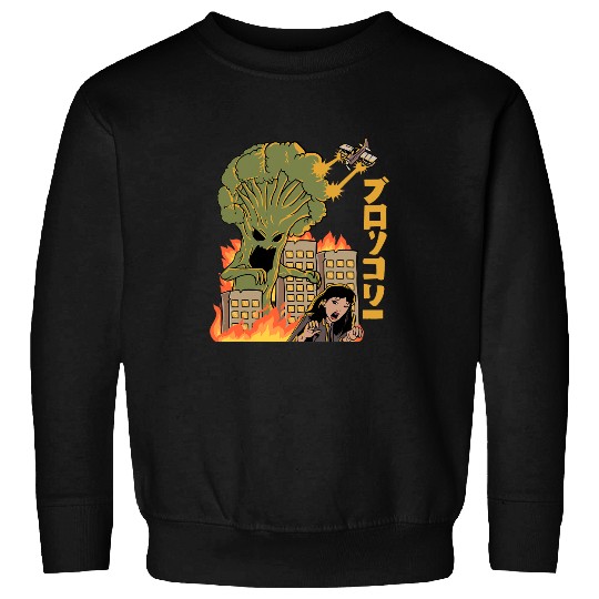 Japanese Food Broccoli Attack Kaiju Anime Sweatshirts
