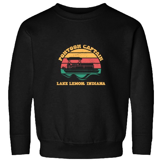 Lake Lemon indianas Funny Pontoon Captain Retro Sunset Sweatshirts