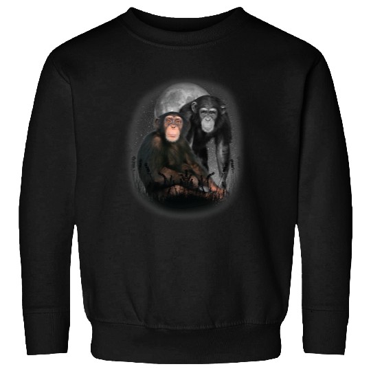 Funny Chimpanzee Illustration Moon Chimpanzee Chimp Lovers Sweatshirts