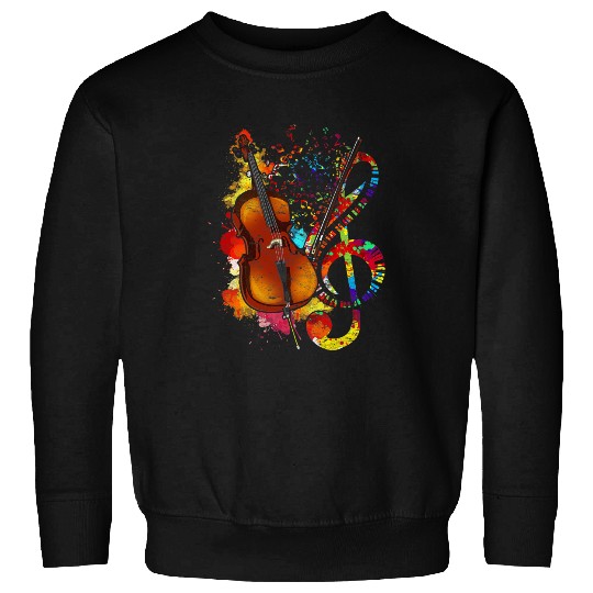 Cello Lover Colorful Treble Clef Orchestra Cello Player Cellist Cello Sweatshirts