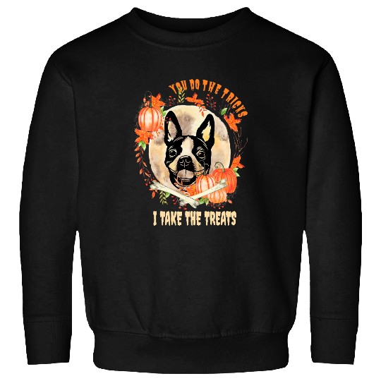 Dog Boston Terrier Owner Halloween Pumpkin Humor Funny587 Sweatshirts