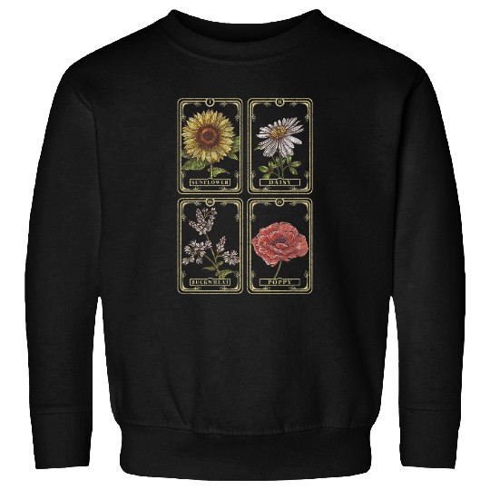 Sunflower Daisy Poppy Buckwheat Tarot Box Up Sweatshirts