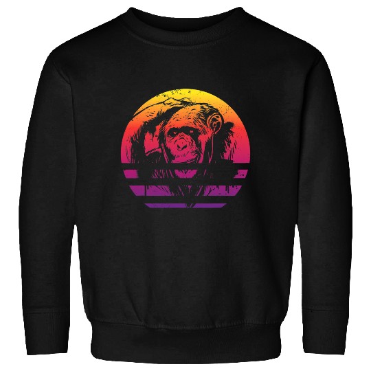 Monkey Funny Gesture Pose Zookeeper Jungle Chimpanzee Retro Sweatshirts