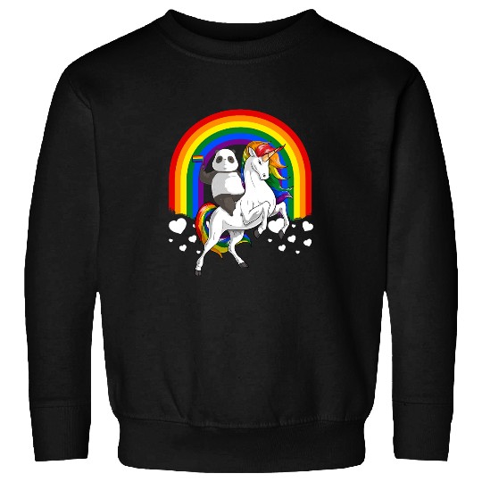 Unicorns LGBT Pride Rainbow Unicorns Panda Riding Unicorns Gay Rainbow Sweatshirts