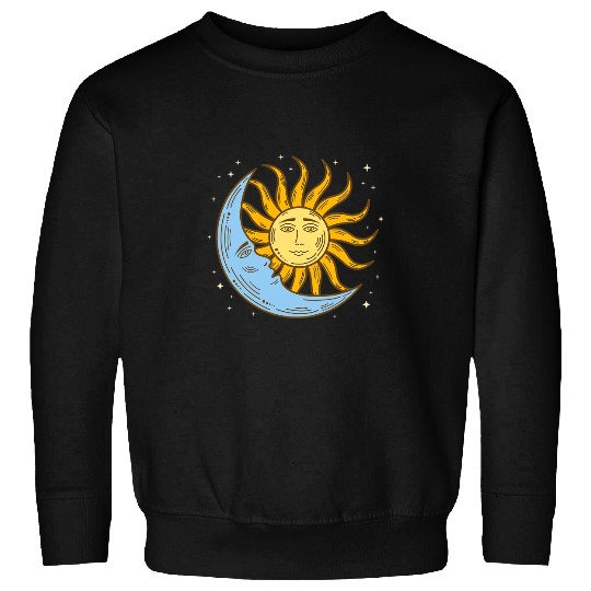 Sun Moon w Stars Astrology 90s Celestial Witch Whimsigoth Sweatshirts