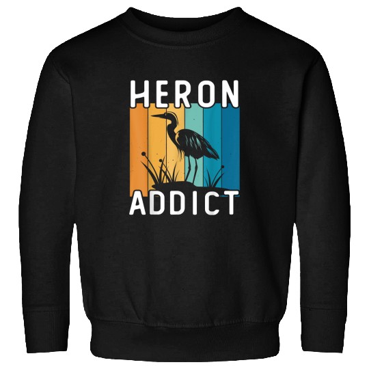 Retro Birding Heron Addict Bird Sweatshirts