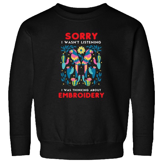 Embroidery Retro Embroidered Bird Lover Flower Embroidering Sweatshirts