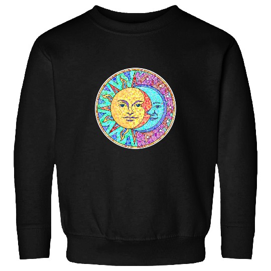 Sun Moon Stars Mosaic Tiles Wiccan Celtic Celestial Sweatshirts