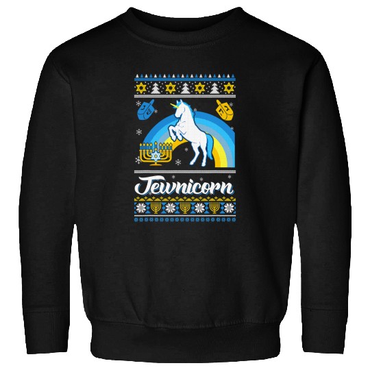Unicorns Pony Funny Ugly Hanukkah Christmas Unicorns Jewnicorn Sweatshirts