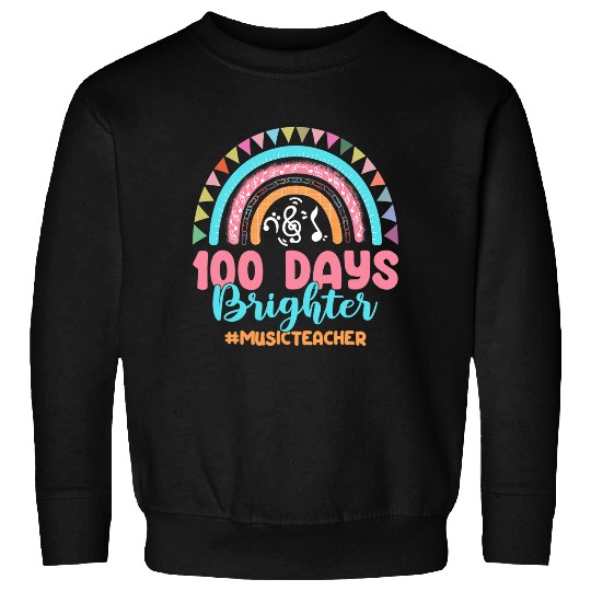 Teacher Job 100 Days Brighter For Music Teacher Rainbow Leopard Sweatshirts